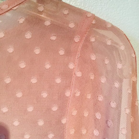 Up All Night Pink Clip Dot Blouse With Cut Out Sleeves - Picture 8 of 10